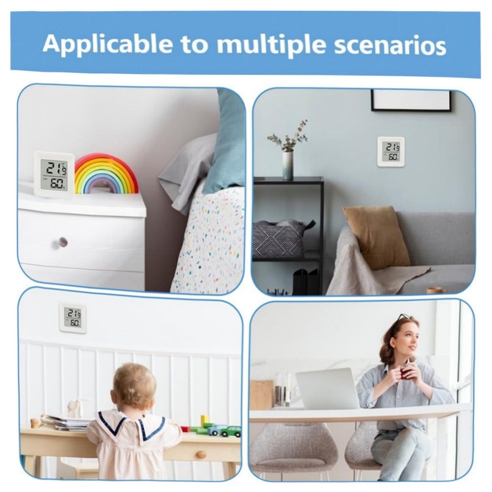 3er-Set digitales Thermo-Hygrometer Innen – Mini LCD Thermometer Hygrometer für Babyzimmer, Wohnzimmer & Gewächshaus, genau & kompakt (Weiß)