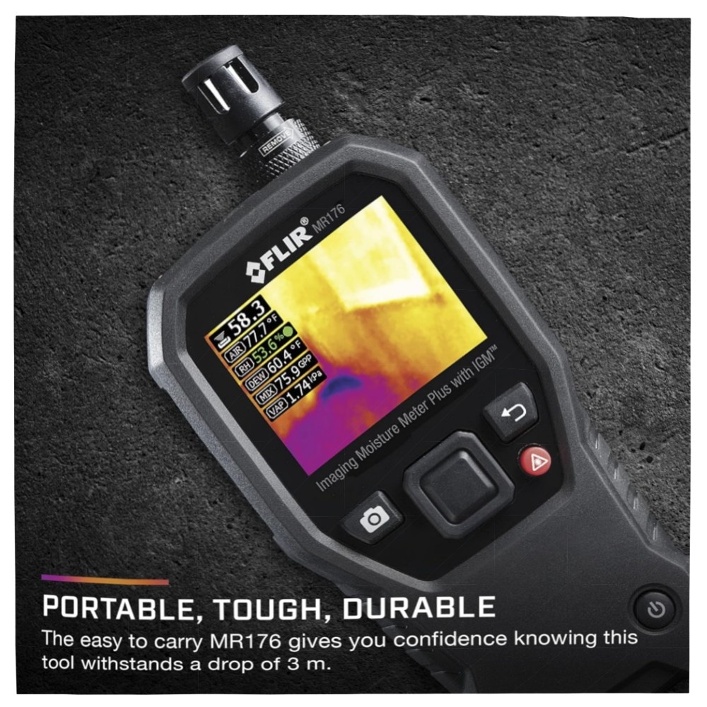 FLIR MR176 Wärmebild-Feuchtigkeitsmessgerät mit IGM, austauschbarem Temp./RH‑Sensor, robustes 80×60 Thermo‑Modul