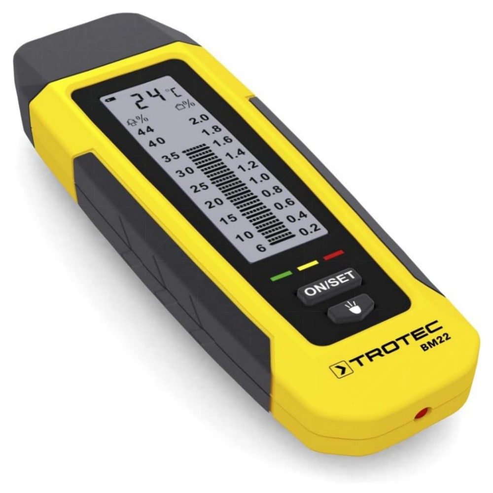 Feuchtigkeitsmessgerät TROTEC BM22 – Präzise Holz- & Baustoffmessung 6–44% mit LED-Indikator & integrierter Taschenlampe