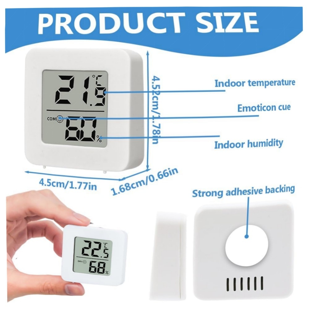 3er-Set digitales Thermo-Hygrometer Innen – Mini LCD Thermometer Hygrometer für Babyzimmer, Wohnzimmer & Gewächshaus, genau & kompakt (Weiß)