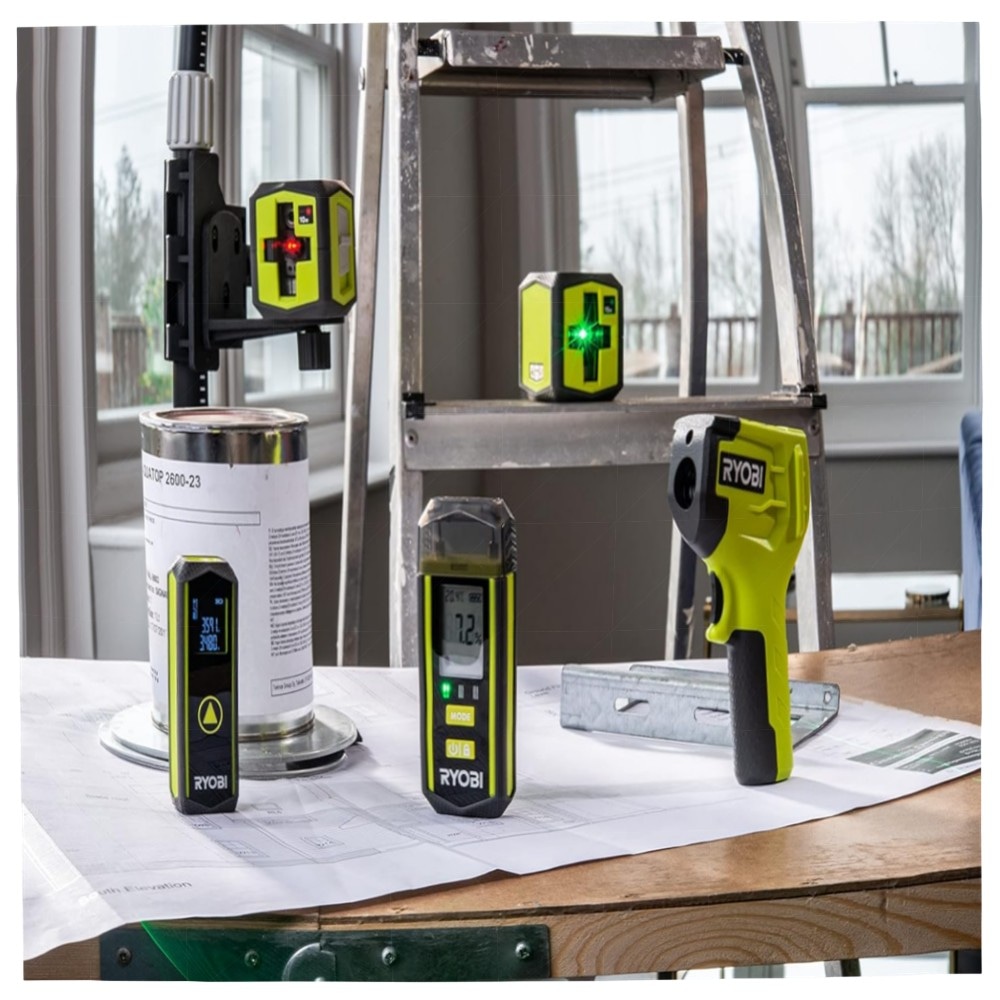 43c379c59923.jpg RYOBI Feuchtigkeitsmessgerät RBPINMM1 – präzise Messung bis 30 mm, 4 Modi (Weich-/Hartholz, Gips, Beton), inkl. Tasche & Batterien