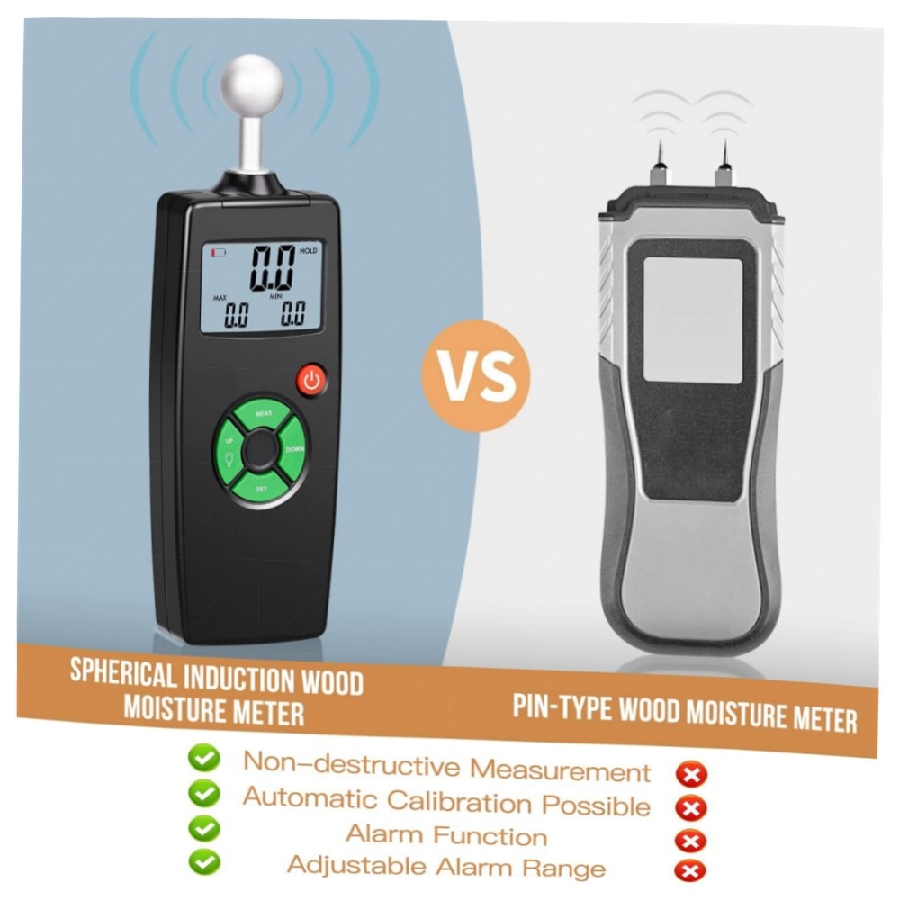 481aee112970.jpg Feuchtigkeitsmessgerät Wand & Holz digital mit LCD, zerstörungsfreie Messung 20–40 mm, Alarmfunktion, inkl. Tasche und Batterien