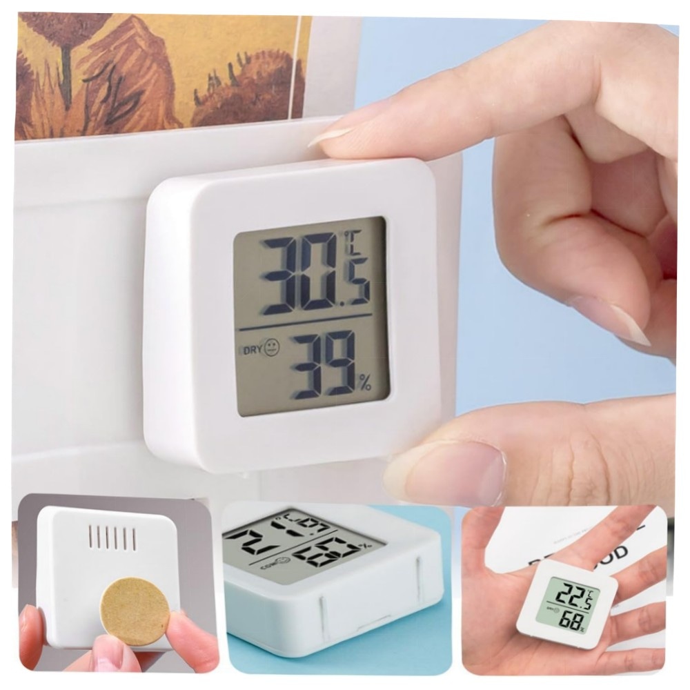 3er-Set digitales Thermo-Hygrometer Innen – Mini LCD Thermometer Hygrometer für Babyzimmer, Wohnzimmer & Gewächshaus, genau & kompakt (Weiß)