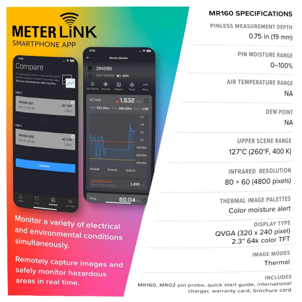 FLIR MR176 Wärmebild-Feuchtigkeitsmessgerät mit IGM, austauschbarem Temp./RH‑Sensor, robustes 80×60 Thermo‑Modul