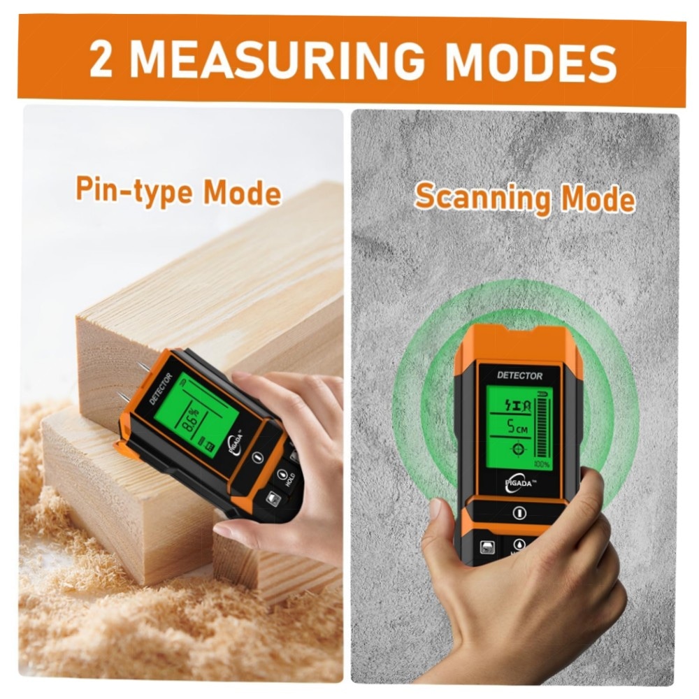 4f4ffe800697.jpg Leitungssucher & Feuchtigkeitstester PIGADA ZK01 – 2‑in‑1 Wanddetektor (6 Modi) für Holz, Metall & Strom, beleuchtetes LCD, automatische Kalibrierung