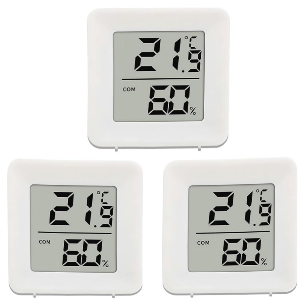 3er-Set digitales Thermo-Hygrometer Innen – Mini LCD Thermometer Hygrometer für Babyzimmer, Wohnzimmer & Gewächshaus, genau & kompakt (Weiß)