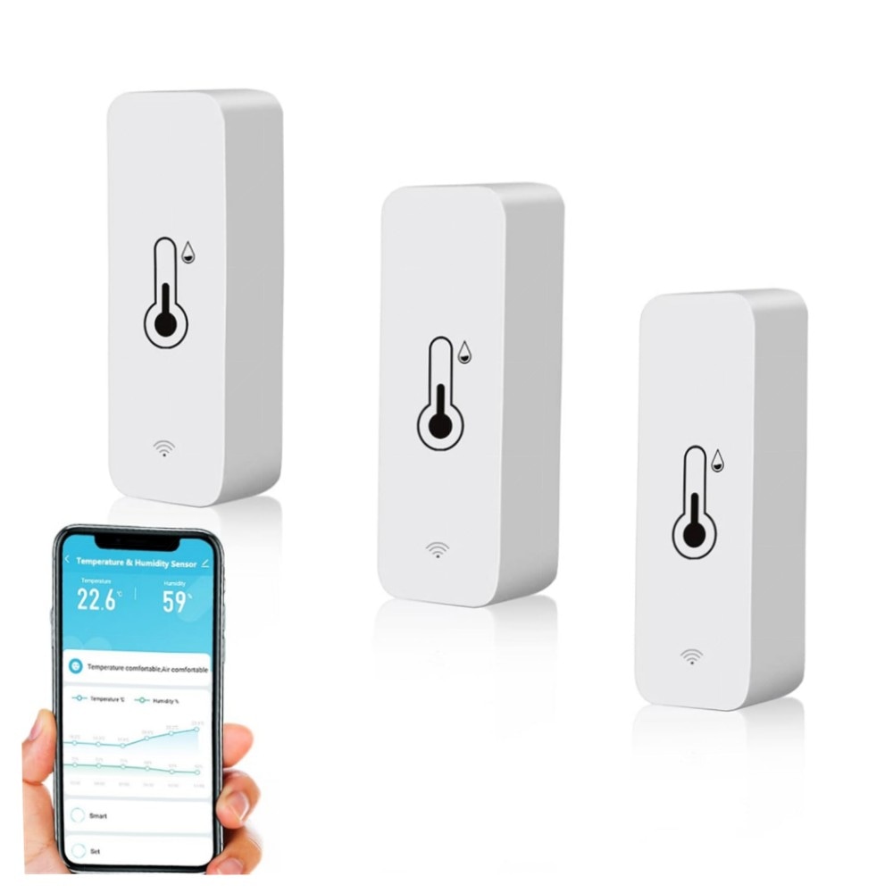 WLAN Smart Thermometer & Hygrometer - Mini Innen-Temperatur- und Feuchtigkeitssensor, App & Sprachsteuerung (Alexa/Google), 2er-Set, datenexportfähig