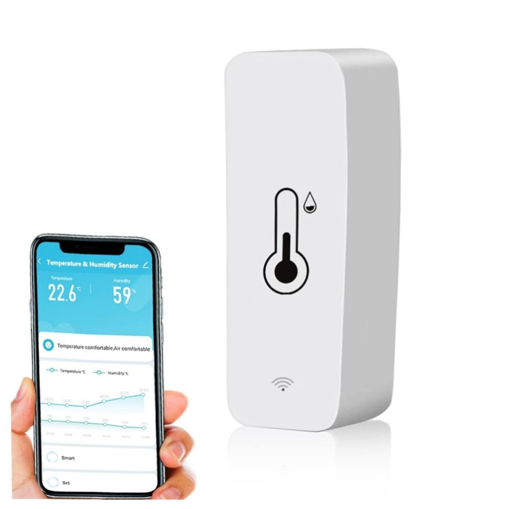WLAN Smart Thermometer & Hygrometer - Mini Innen-Temperatur- und Feuchtigkeitssensor, App & Sprachsteuerung (Alexa/Google), 2er-Set, datenexportfähig
