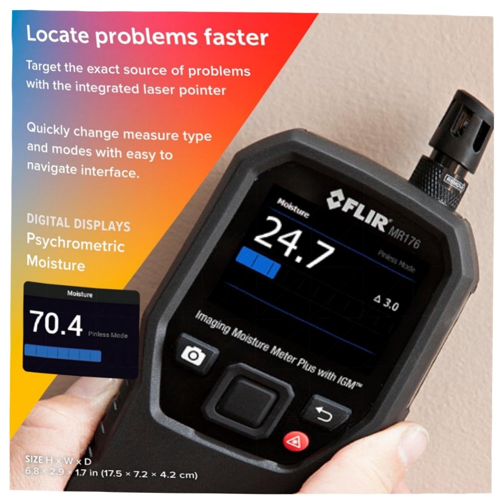 FLIR MR176 Wärmebild-Feuchtigkeitsmessgerät mit IGM, austauschbarem Temp./RH‑Sensor, robustes 80×60 Thermo‑Modul