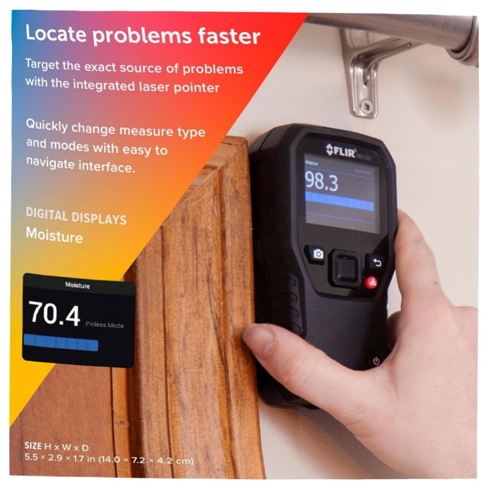 FLIR MR176 Wärmebild-Feuchtigkeitsmessgerät mit IGM, austauschbarem Temp./RH‑Sensor, robustes 80×60 Thermo‑Modul