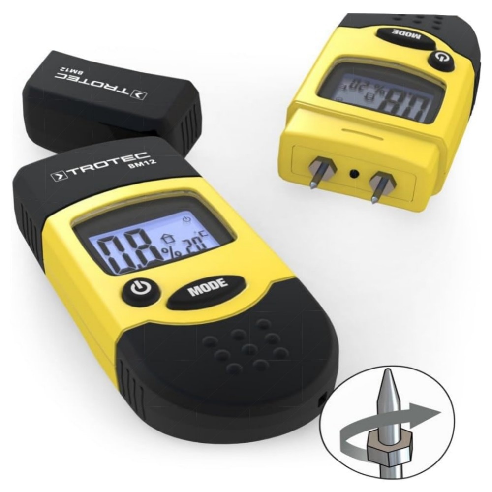 TROTEC Feuchtigkeitsmessgerät BM12 – zuverlässige Holz‑ & Baufeuchteprüfung 6–44% mit Abschaltautomatik & Temperaturanzeige