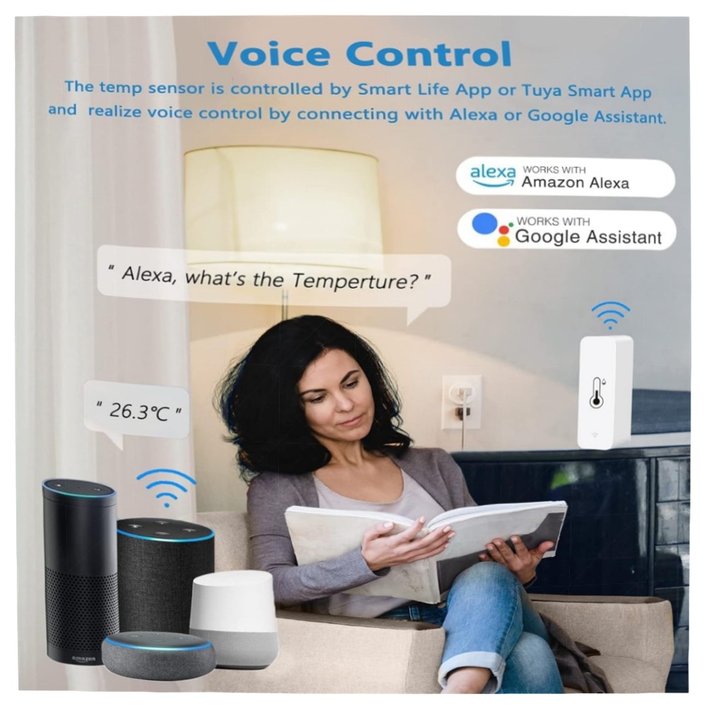 WLAN Smart Thermometer & Hygrometer - Mini Innen-Temperatur- und Feuchtigkeitssensor, App & Sprachsteuerung (Alexa/Google), 2er-Set, datenexportfähig