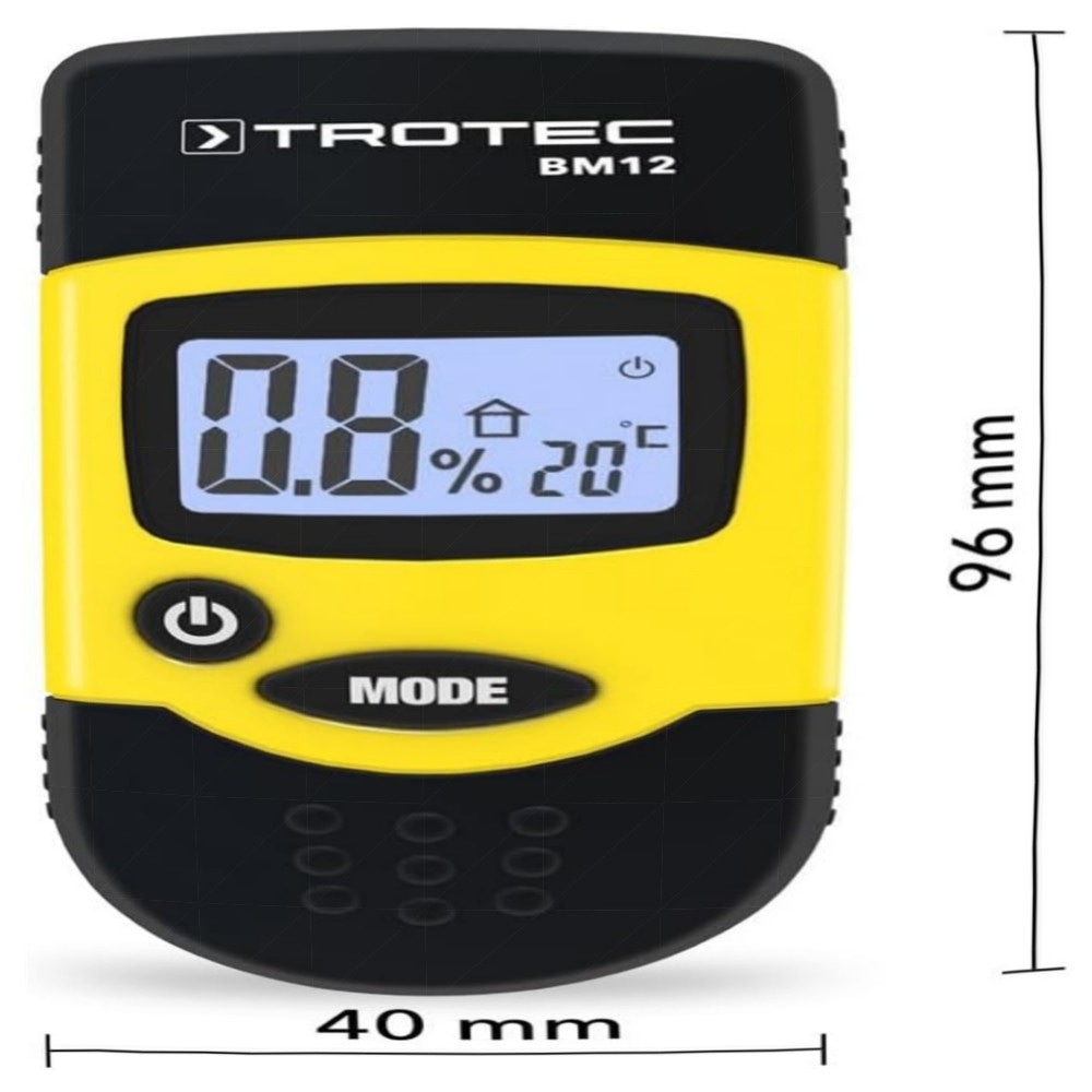 TROTEC Feuchtigkeitsmessgerät BM12 – zuverlässige Holz‑ & Baufeuchteprüfung 6–44% mit Abschaltautomatik & Temperaturanzeige