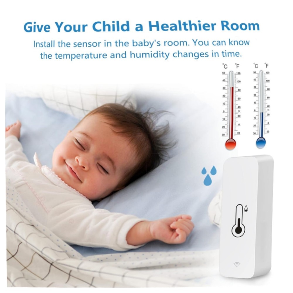 WLAN Smart Thermometer & Hygrometer - Mini Innen-Temperatur- und Feuchtigkeitssensor, App & Sprachsteuerung (Alexa/Google), 2er-Set, datenexportfähig