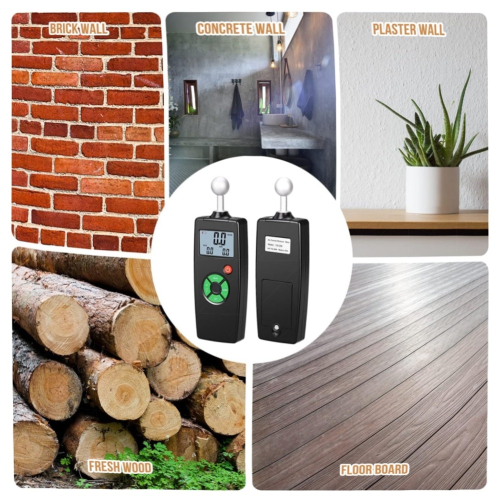 c71eb0015102.jpg Feuchtigkeitsmessgerät Wand & Holz digital mit LCD, zerstörungsfreie Messung 20–40 mm, Alarmfunktion, inkl. Tasche und Batterien