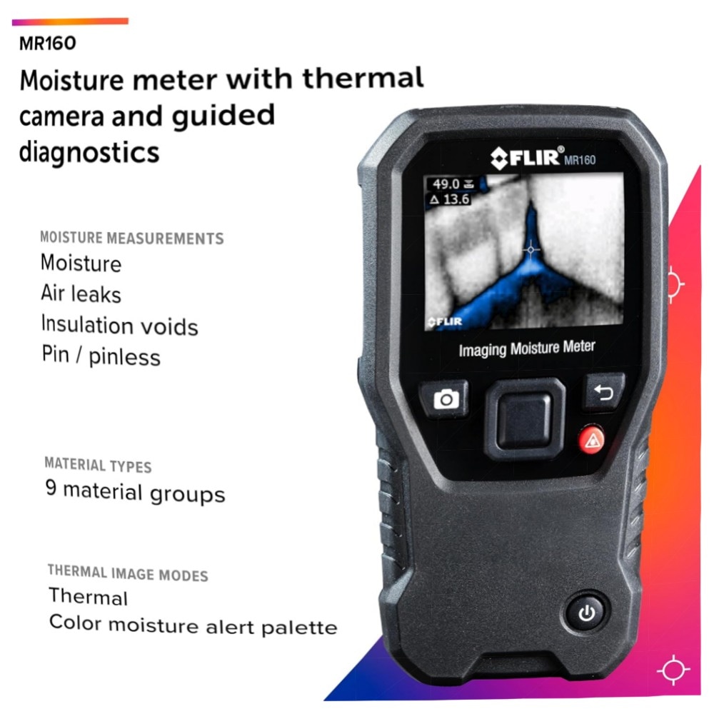 FLIR MR176 Wärmebild-Feuchtigkeitsmessgerät mit IGM, austauschbarem Temp./RH‑Sensor, robustes 80×60 Thermo‑Modul