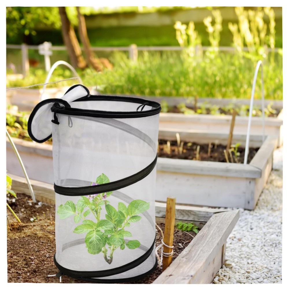 Pop-Up Insektenschutznetz rund 49,8×30 cm – 4er-Set, faltbarer Pflanzenschutz mit Reißverschluss, Erdspießen & Tragetaschen, hochwertiges Gartennetz