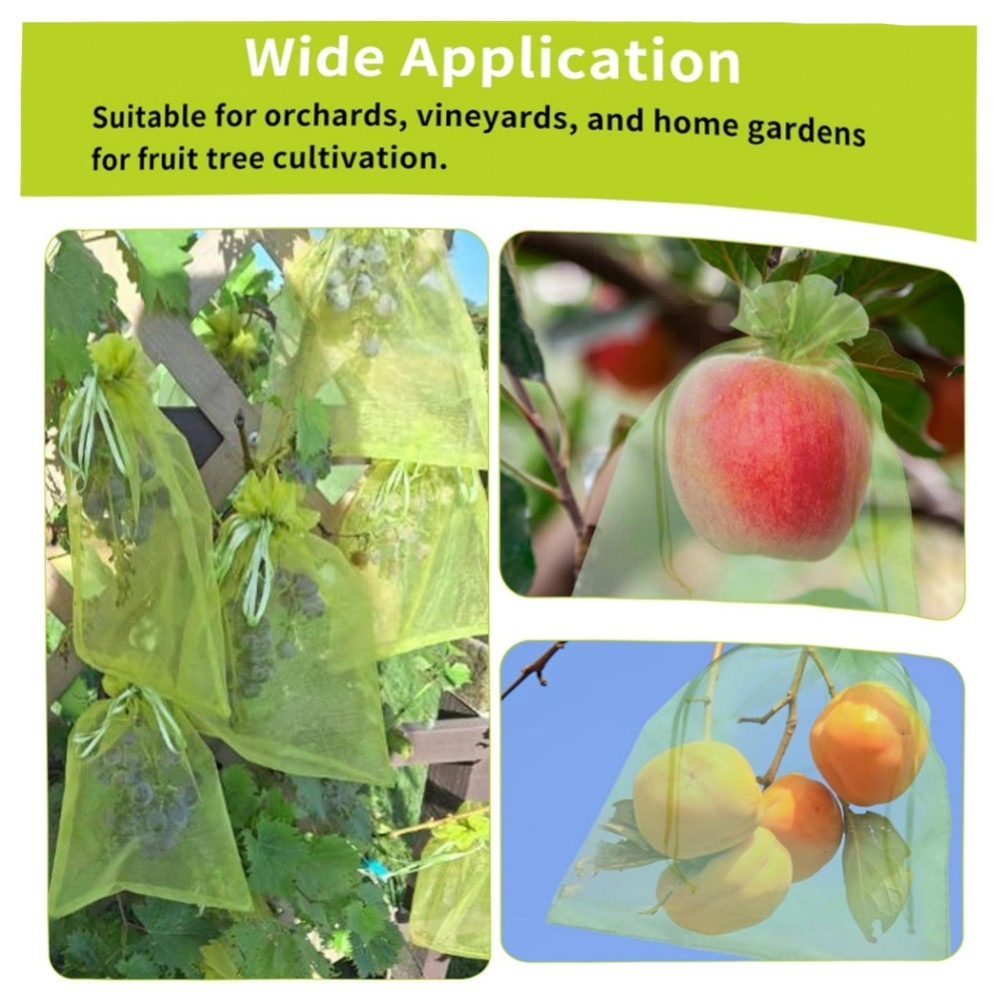 Obstschutzbeutel 20,3 x 30,5 cm Grün mit Kordelzug – feinmaschig, wiederverwendbar, 100 Stk. für Obst, Gemüse & Garten