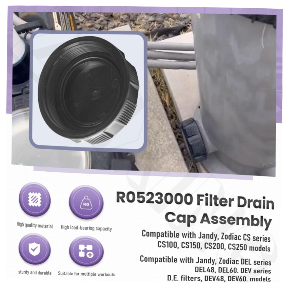 R0523000 Ablaufkappe für Jandy / Zodiac Poolfilter – kompatibel mit DEV, CV, DEL, CS, CL Serien, hochwertig & inkl. O‑Ring