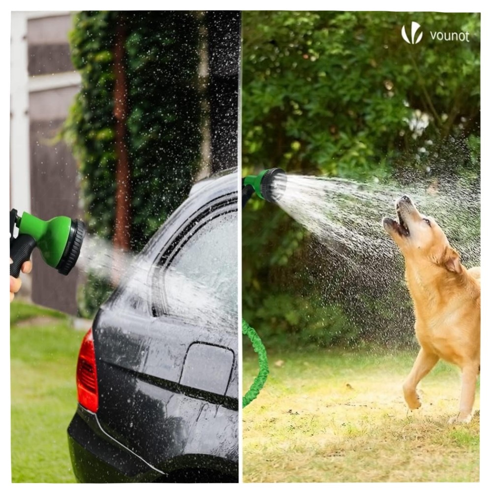 Flexibler Gartenschlauch 15 m – VOUNOT Dehnbar, 10‑Funktionen Sprühkopf, 1/2\