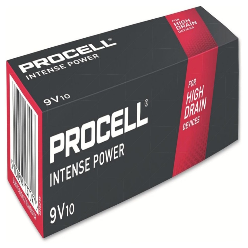 Duracell Procell Alkaline 9V (6LR61) – 10er Pack, langlebige Industrie-Batterien für Geräte & Messtechnik
