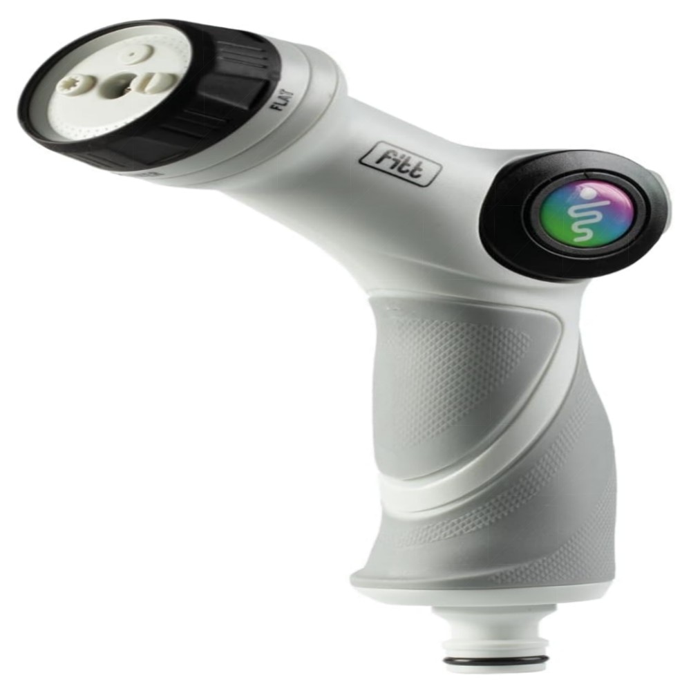 FITT Multijet Gießpistole für Gartenschlauch – ergonomischer Soft‑Touch Griff, Durchflussregler, 4 Strahlarten, modernes MOMODESIGN‑Finish