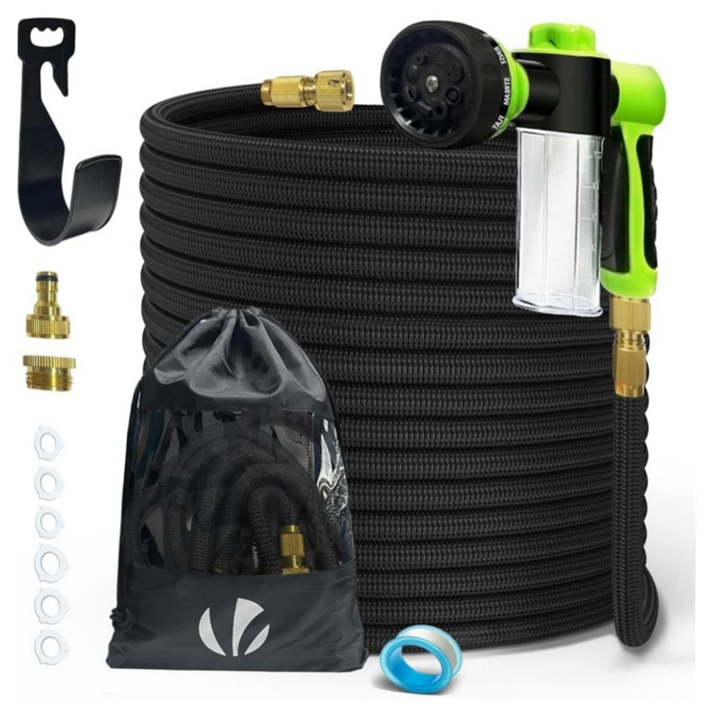 Flexibler Gartenschlauch 15 m – VOUNOT Dehnbar, 10‑Funktionen Sprühkopf, 1/2\