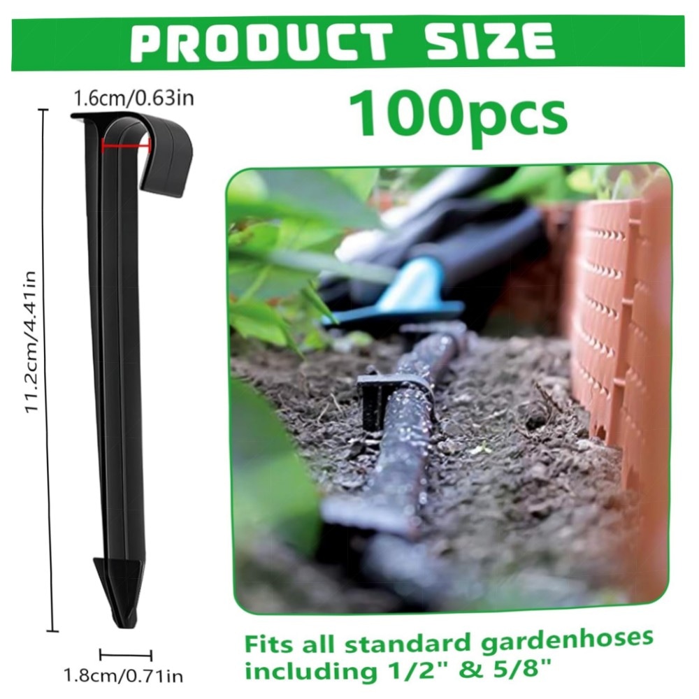 100er Set Erdanker für Tropfschlauch 16mm, robuster PE-Bodenanker 11,2cm – stabile Befestigung für Gartenschlauch & Bewässerung