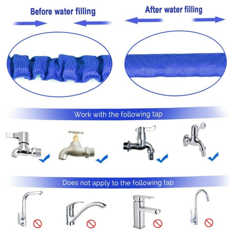 Dehnbarer Gartenschlauch 30 m – robuster, auslaufsicherer Flex-Schlauch mit 8‑Modi Sprühdüse, inkl. Adapter & Schnellanschluss (3er Set, Blau)