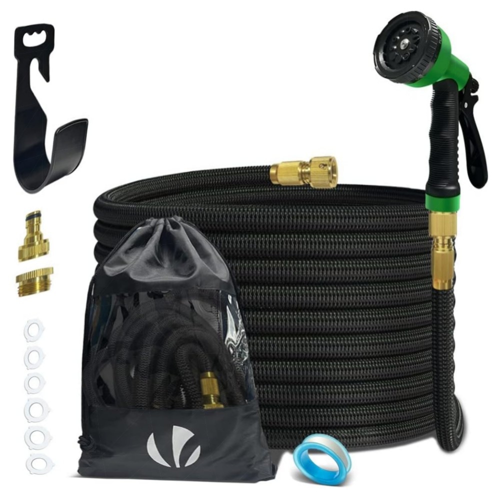 Flexibler Gartenschlauch 15 m – VOUNOT Dehnbar, 10‑Funktionen Sprühkopf, 1/2\