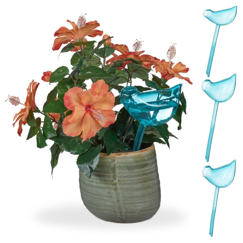 Bewässerungskugeln 4er-Set Vogel-Form, automatische Pflanzenbewässerung 200 ml, transparent – dekorativ & einfaches Urlaubs-Gießen