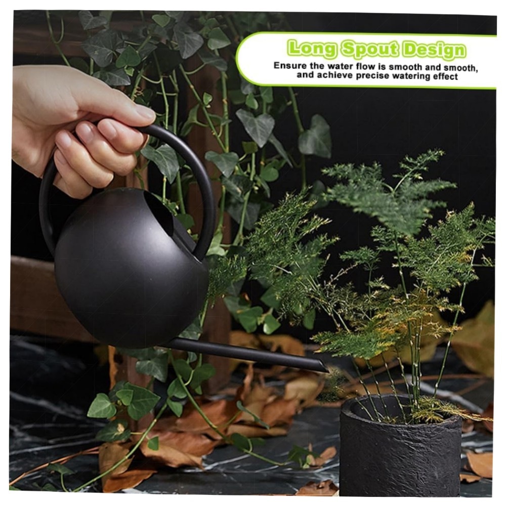 400 ml Edelstahl-Gießkanne für Zimmerpflanzen – kompakt, langes Auslaufdesign, ergonomischer Griff, matt schwarz, rostfrei