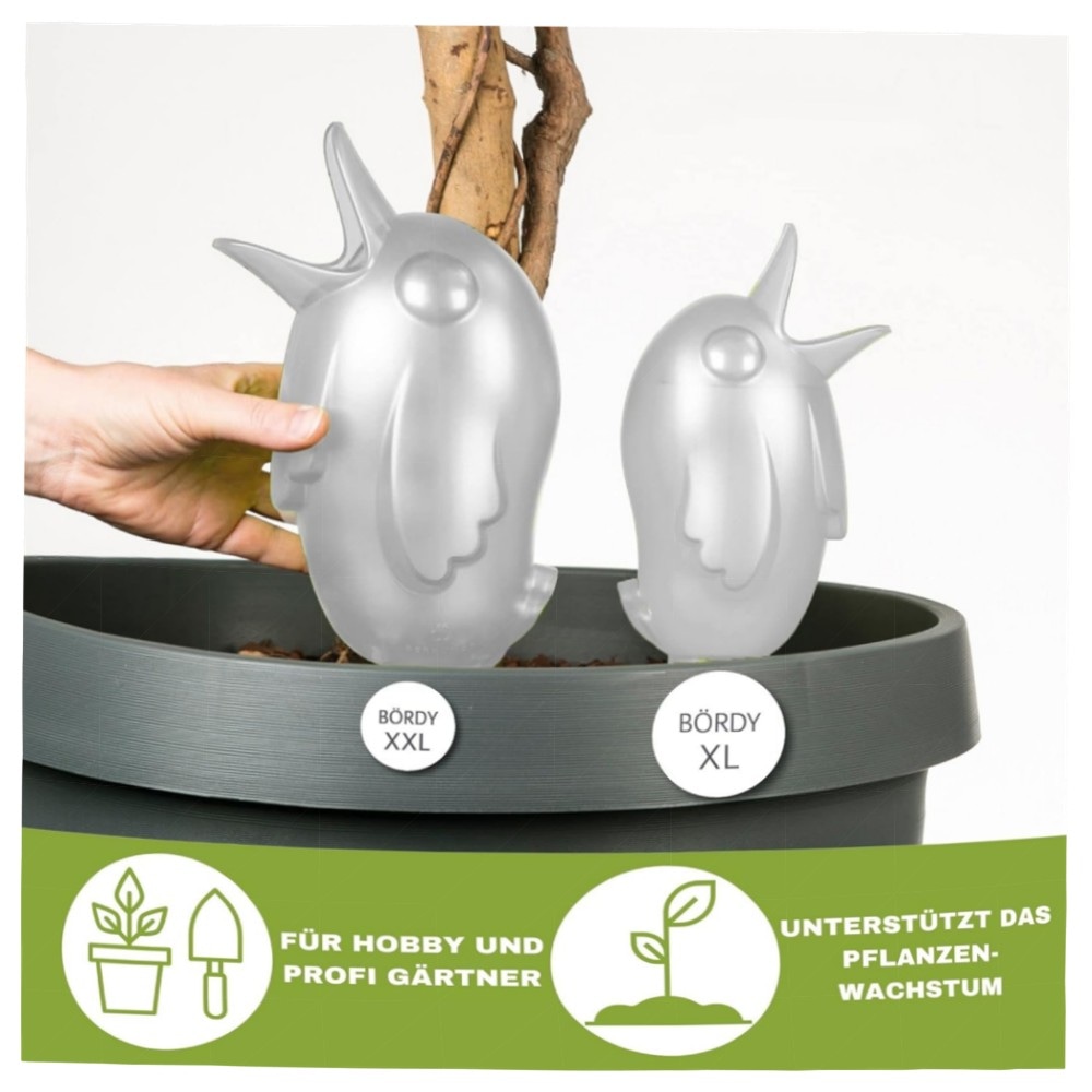 Scheurich Bördy XL Bewässerungskugel 620 ml – hochwertiger Kunststoff mit Tonfuß, kontrollierte Pflanzenbewässerung für Zimmer & Garten (4× Weiß)