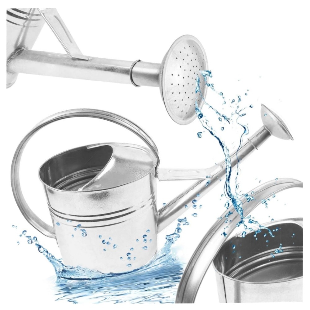 BAUSTER® verzinkte Gießkanne 12 L – robustes Metall, oval mit Gießbrause für Garten & Balkon, langlebig & praktisch