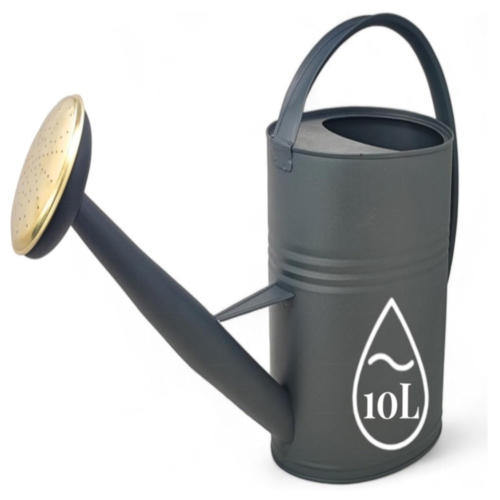 LIVLIG Gießkanne 10L Metall Vintage – handgefertigt, feuerverzinkt & pulverbeschichtet, abnehmbarer Brausenkopf