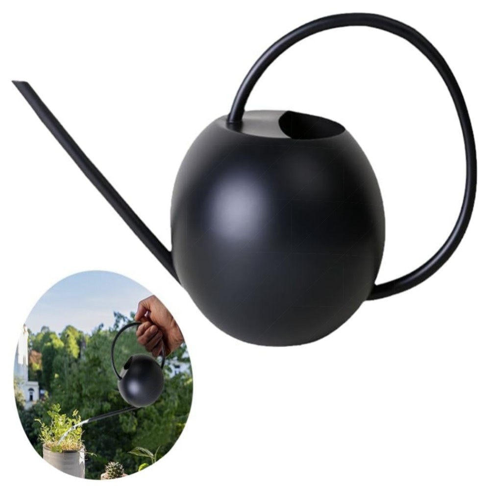 400 ml Edelstahl-Gießkanne für Zimmerpflanzen – kompakt, langes Auslaufdesign, ergonomischer Griff, matt schwarz, rostfrei