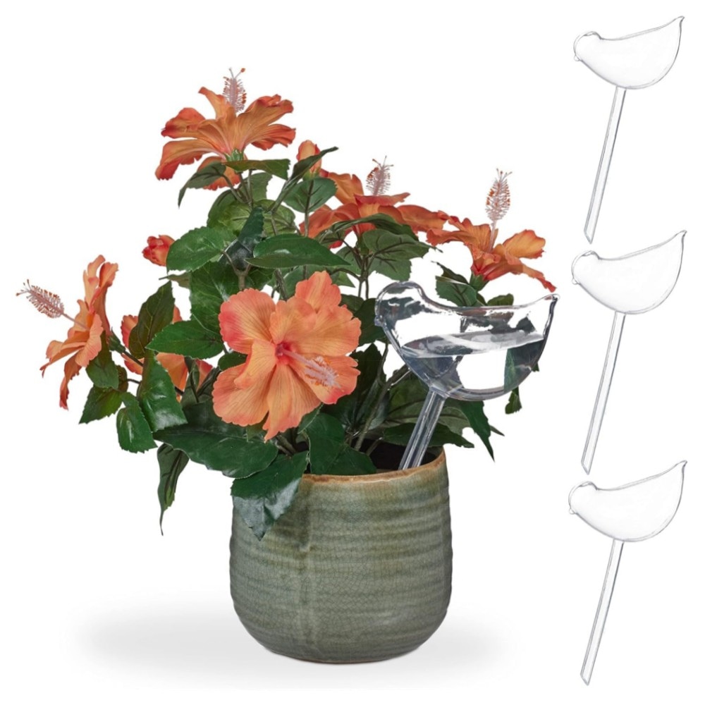 Bewässerungskugeln 4er-Set Vogel-Form, automatische Pflanzenbewässerung 200 ml, transparent – dekorativ & einfaches Urlaubs-Gießen