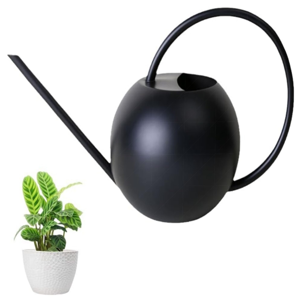 400 ml Edelstahl-Gießkanne für Zimmerpflanzen – kompakt, langes Auslaufdesign, ergonomischer Griff, matt schwarz, rostfrei