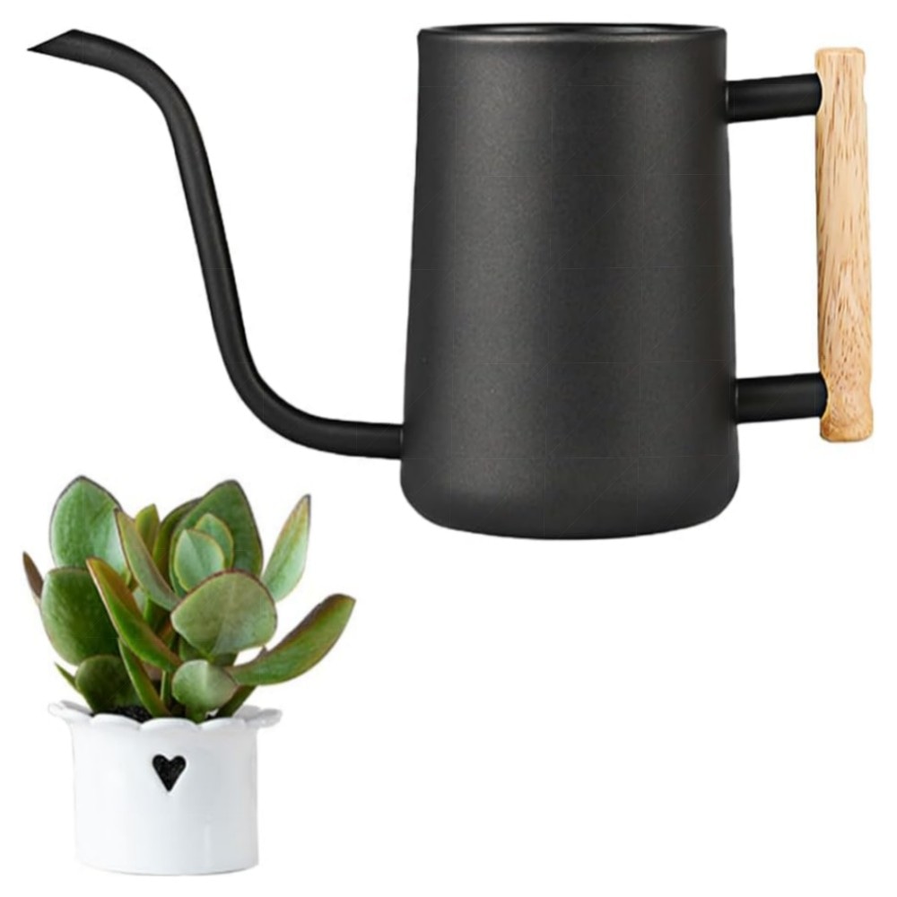 400 ml Edelstahl-Gießkanne für Zimmerpflanzen – kompakt, langes Auslaufdesign, ergonomischer Griff, matt schwarz, rostfrei