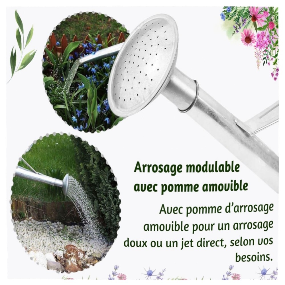 BAUSTER® verzinkte Gießkanne 12 L – robustes Metall, oval mit Gießbrause für Garten & Balkon, langlebig & praktisch