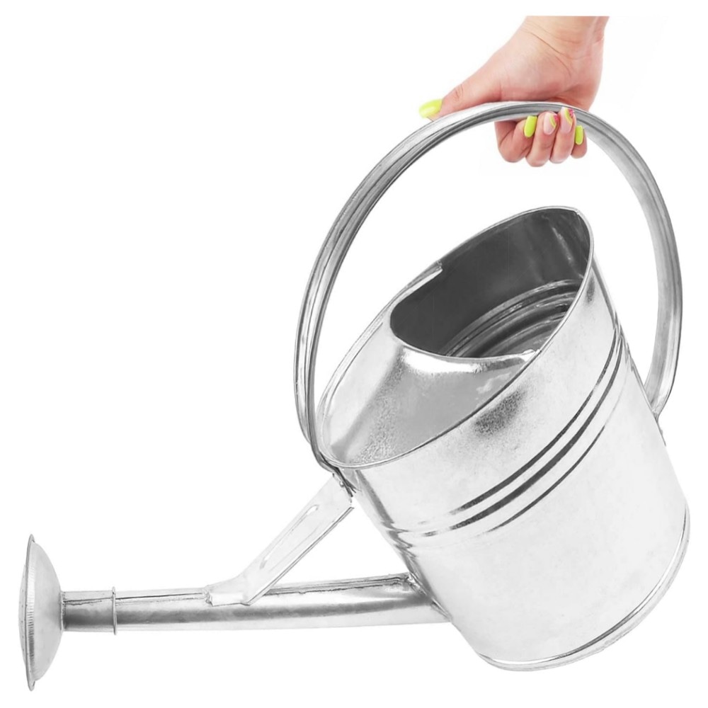 BAUSTER® verzinkte Gießkanne 12 L – robustes Metall, oval mit Gießbrause für Garten & Balkon, langlebig & praktisch