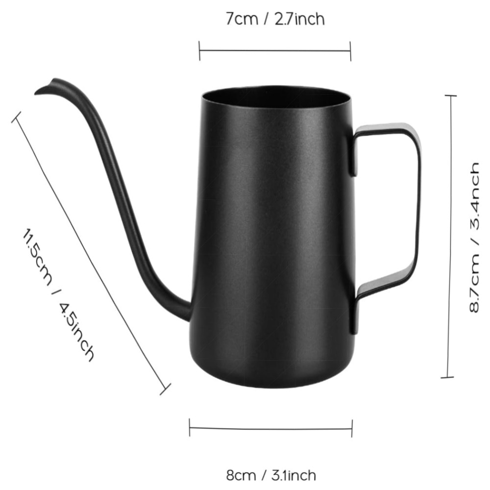 350 ml Mini Gießkanne Schwarz — Edelstahl, lange Ausgussdüse für Zimmerpflanzen & Bonsai, stilvoll & handlich