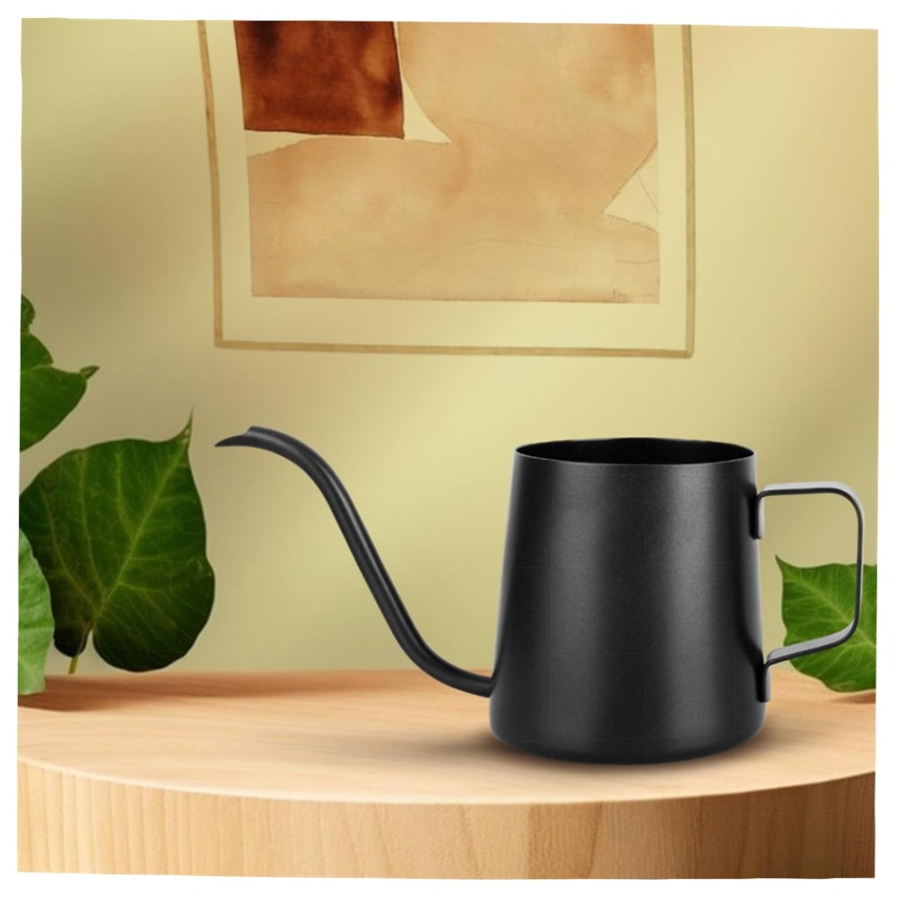 350 ml Mini Gießkanne Schwarz — Edelstahl, lange Ausgussdüse für Zimmerpflanzen & Bonsai, stilvoll & handlich