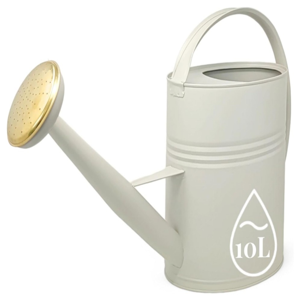 LIVLIG Gießkanne 10L Metall Vintage – handgefertigt, feuerverzinkt & pulverbeschichtet, abnehmbarer Brausenkopf