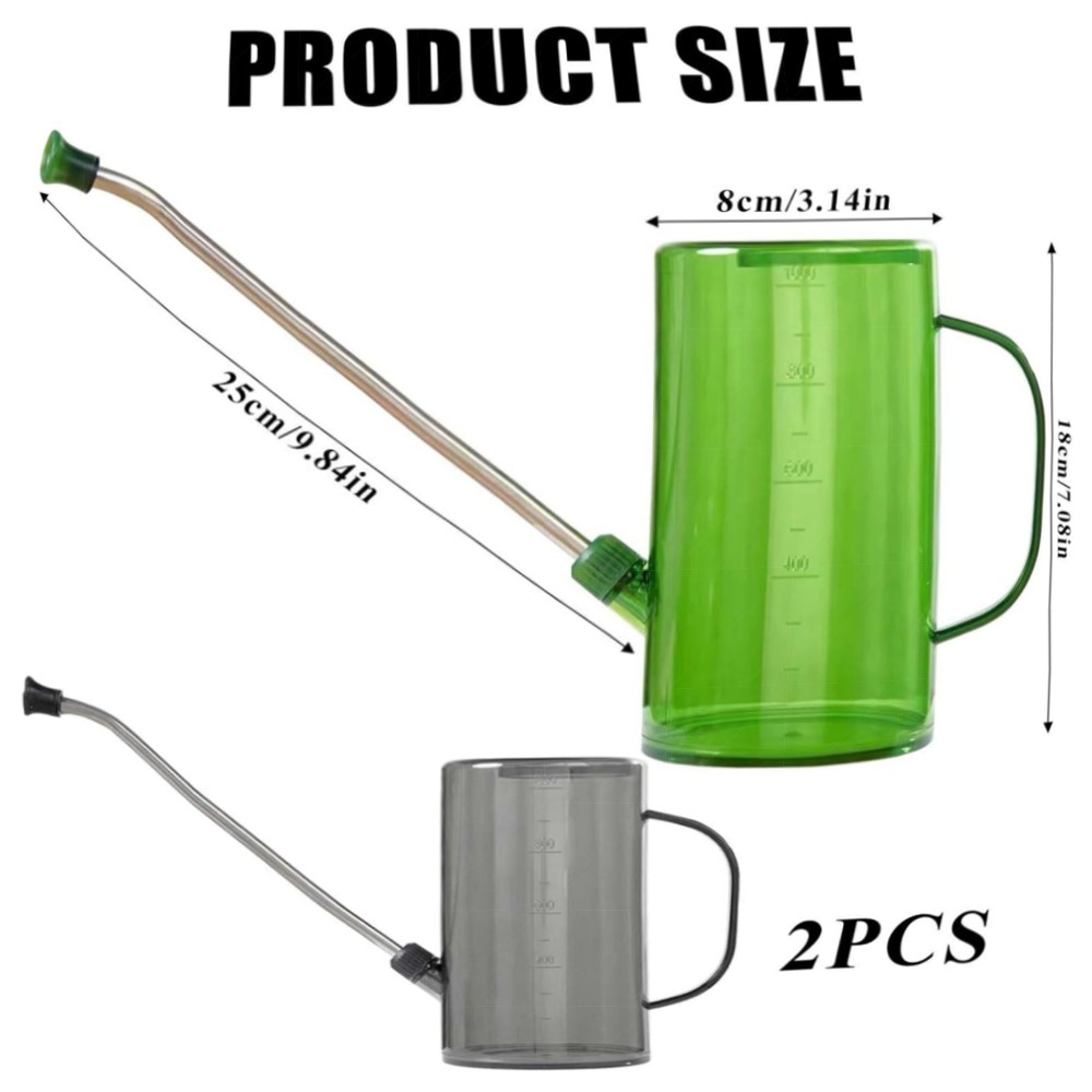 d55a52f88989.jpg Zylindrische Gießkanne 1L (2er Pack) mit Edelstahl-Ausguss – langlebig, tropfsicher, langer Auslauf für Zimmer- & Balkonpflanzen