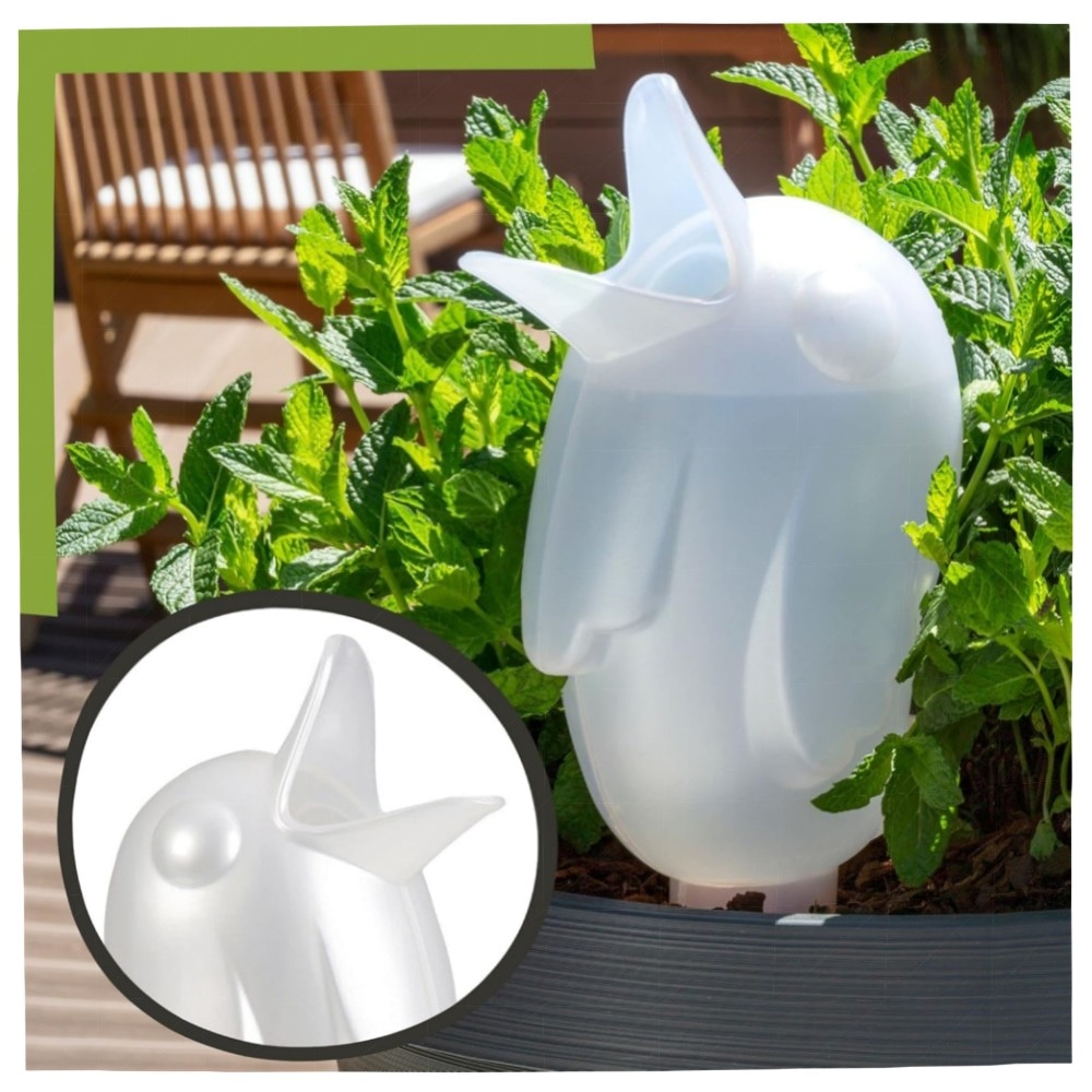 Scheurich Bördy XL Bewässerungskugel 620 ml – hochwertiger Kunststoff mit Tonfuß, kontrollierte Pflanzenbewässerung für Zimmer & Garten (4× Weiß)