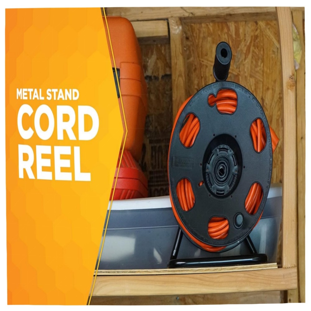 Kabel-Schnurrolle mit Metallständer, bis 45 m (16/3 AWG) – robust, kompakt & leicht montierbar