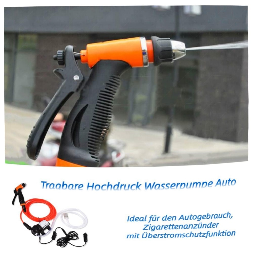 Tragbares 12V Hochdruck-Waschset für Auto & Camper – 130 PSI, 6 m Sprühschlauch, langlebige Pumpe, Zigarettenanzünder-Anschluss