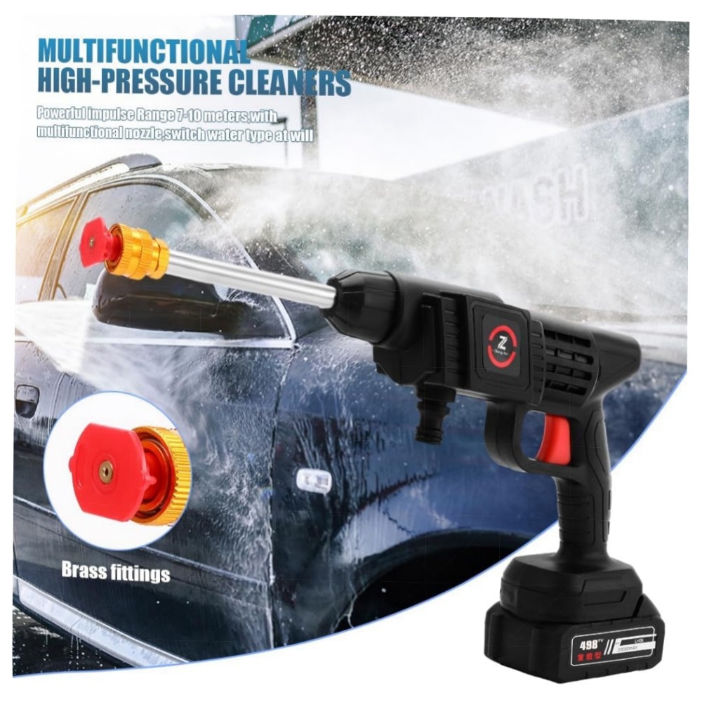 Kabelloser Hochdruckreiniger 21V (35 bar) mit 10.000 mAh Akku, Schnellladegerät, Vollkupfermotor – kompakt für Auto, Garten & Camping