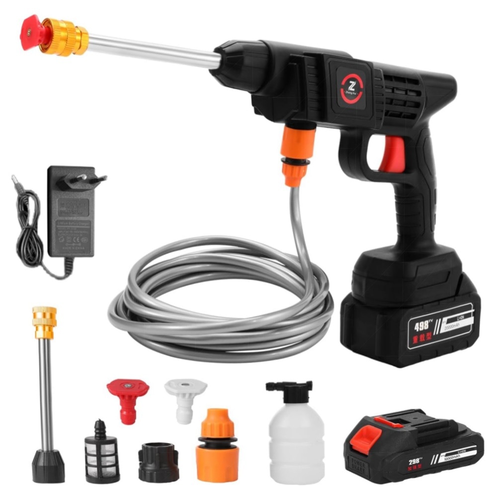 Kabelloser Hochdruckreiniger 21V (35 bar) mit 10.000 mAh Akku, Schnellladegerät, Vollkupfermotor – kompakt für Auto, Garten & Camping